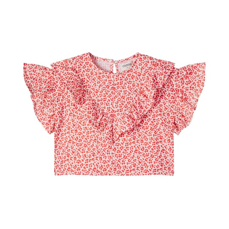 Cozmo Duna printed ruffled cotton top