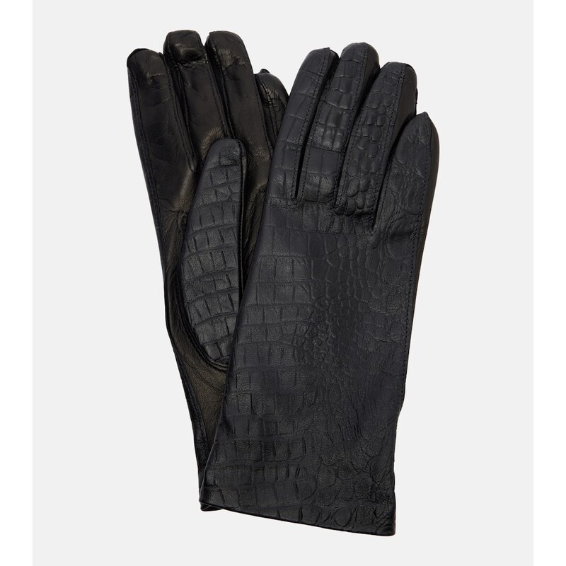Toteme Croc-effect leather gloves