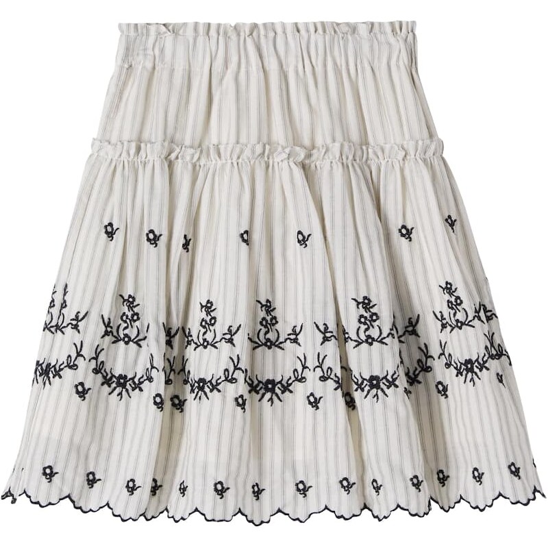 Cera Una Volta Embroidered striped cotton skirt