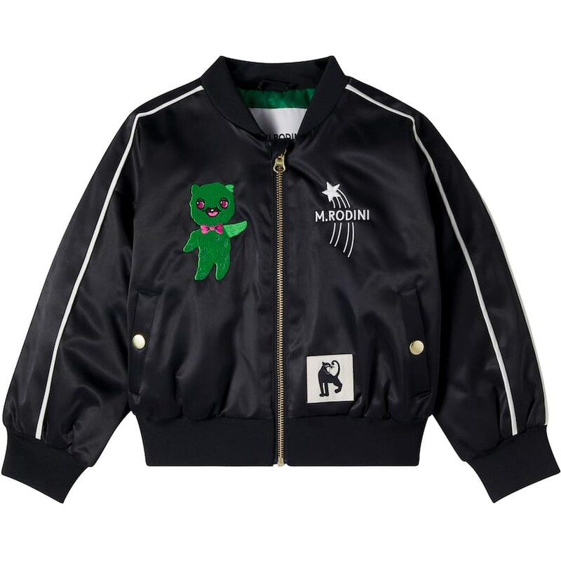 Mini Rodini Embroidered satin varsity jacket