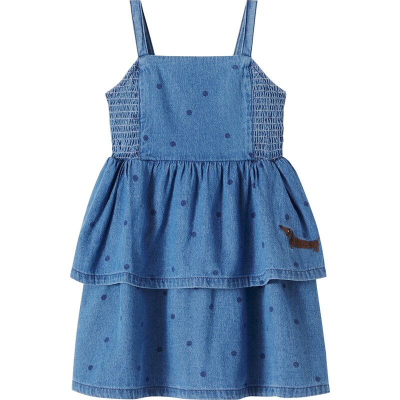Mini Rodini Polka-dot embroidered denim dress