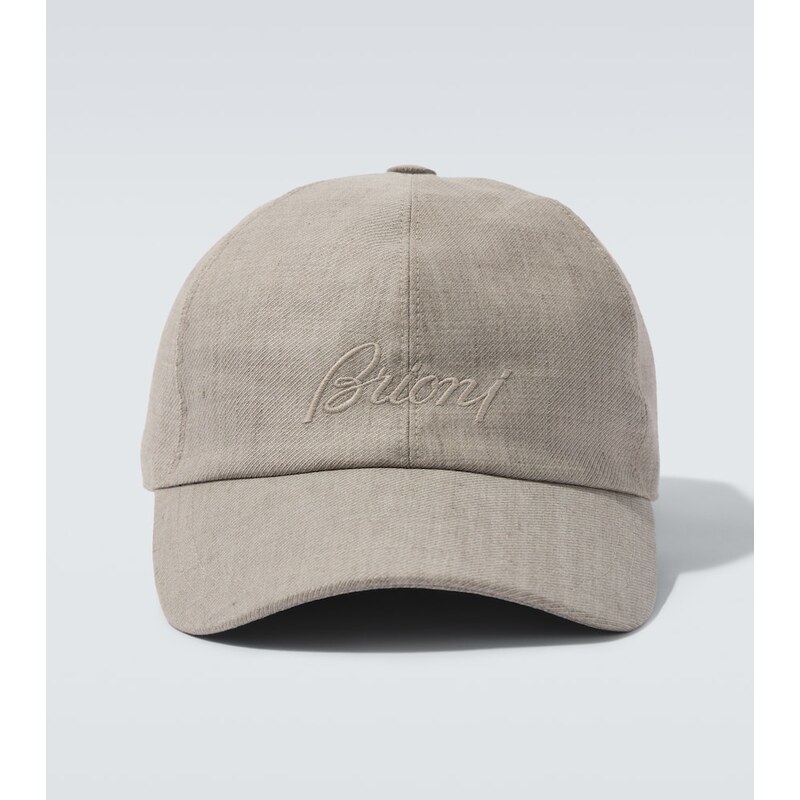 Brioni Logo linen and wool baseball cap