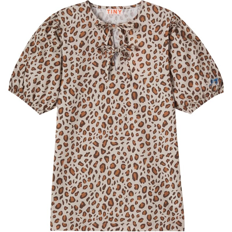 Tinycottons Bow-detail leopard-print cotton dress