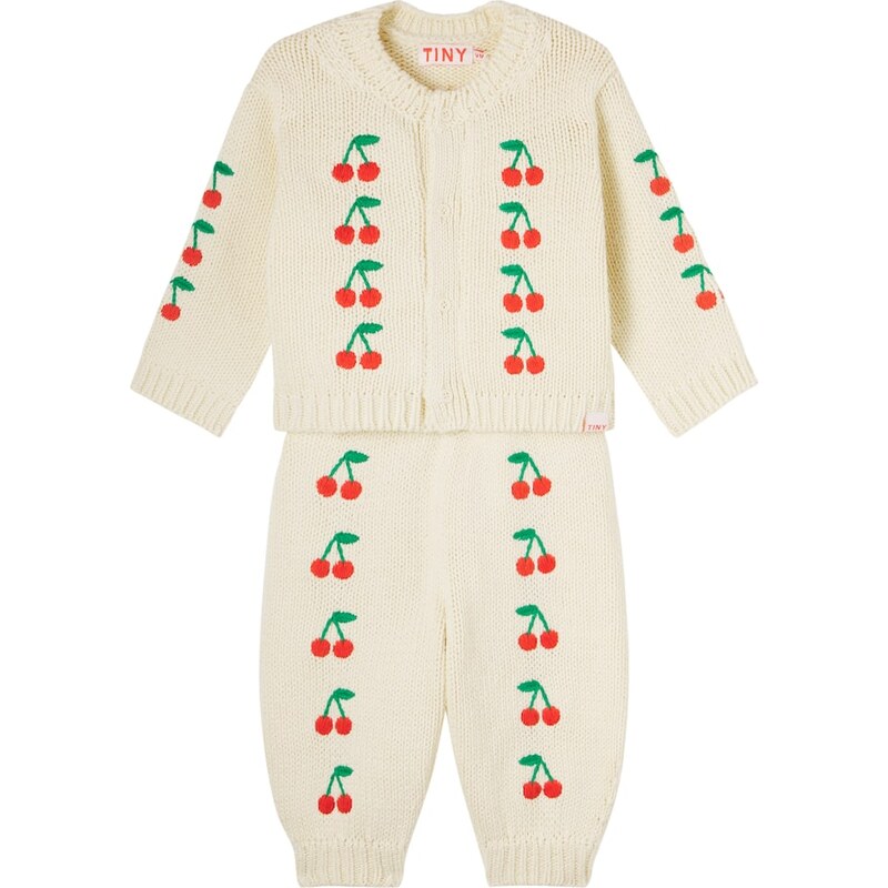 Tinycottons Baby embroidered cotton cardigan and pants set
