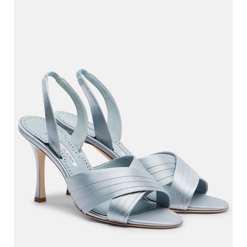 Manolo Blahnik Viera 90 satin slingback sandals