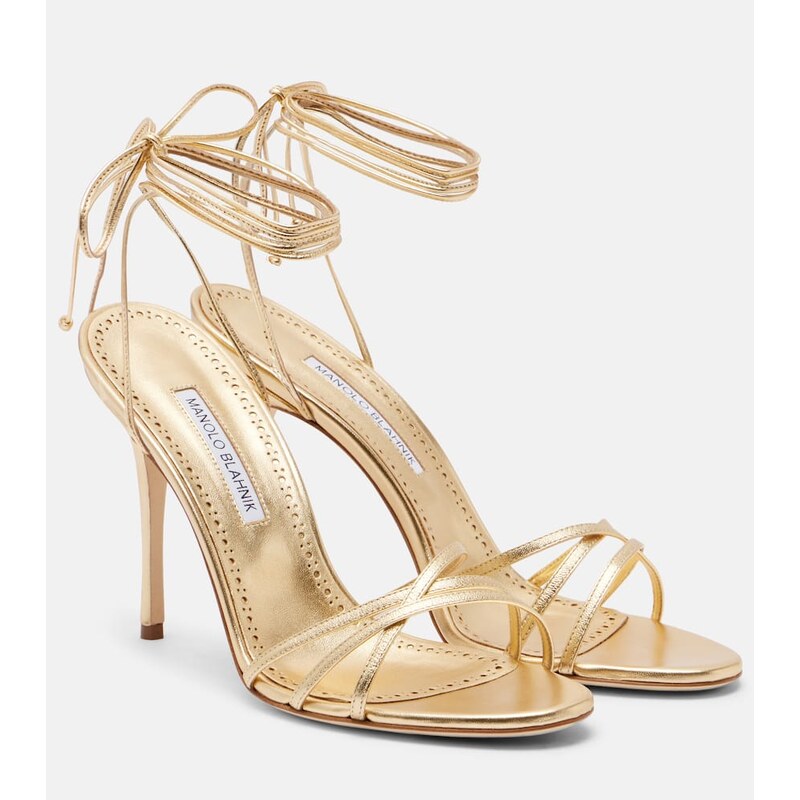 Manolo Blahnik Leva 105 metallic leather sandals