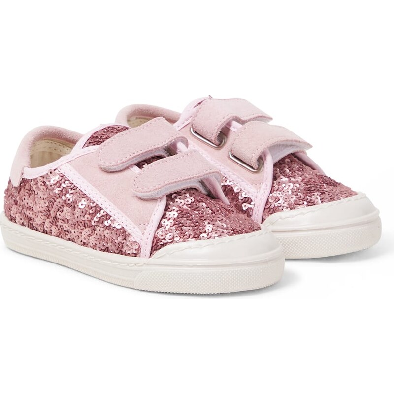PèPè Sequined suede-trimmed sneakers