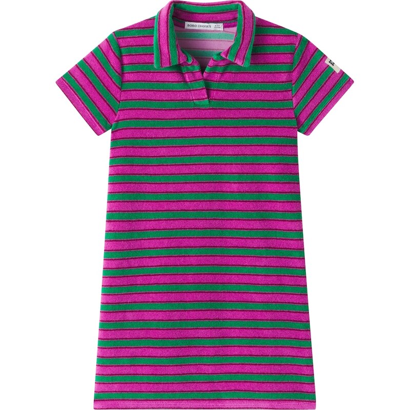 Bobo Choses Striped cotton-blend terry polo dress