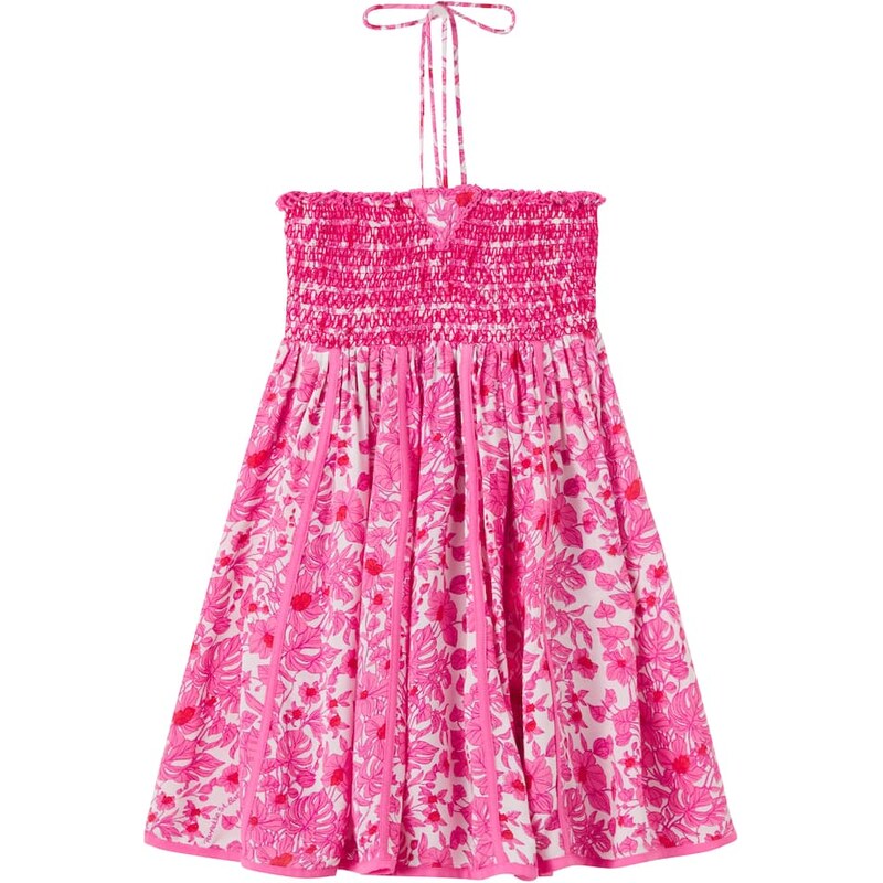 Poupette St Barth Kids Cycas printed shirred dress