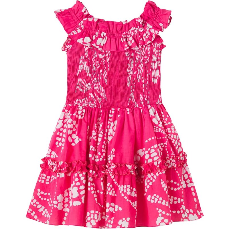 Poupette St Barth Kids Amber printed ruffled cotton dress