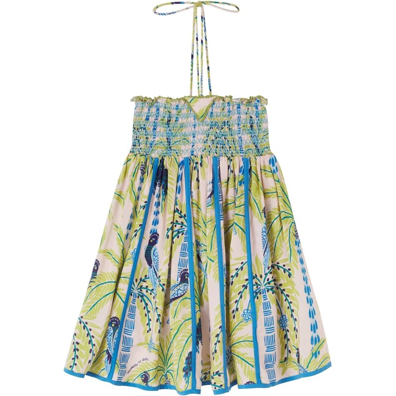 Poupette St Barth Kids Cycas printed shirred dress