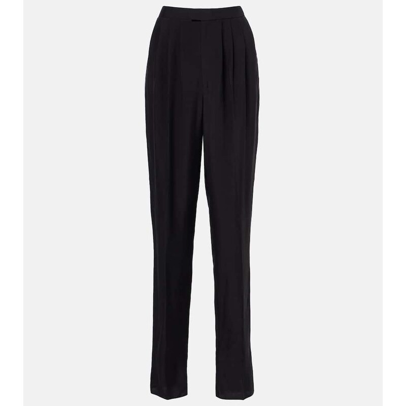 Saint Laurent Pleated silk straight pants