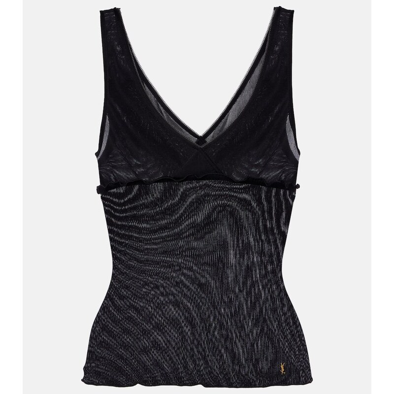 Saint Laurent Scalloped silk satin top