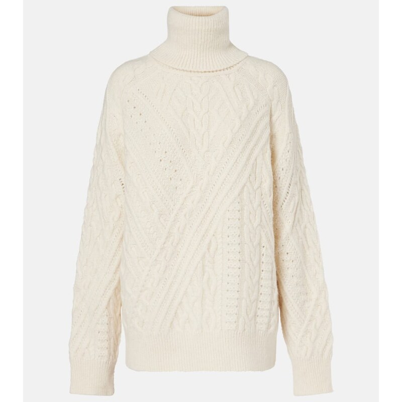 Saint Laurent Cable-knit alpaca-blend turtleneck sweater