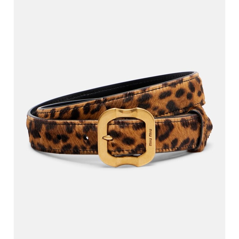 Miu Miu Leopard-print calf hair belt