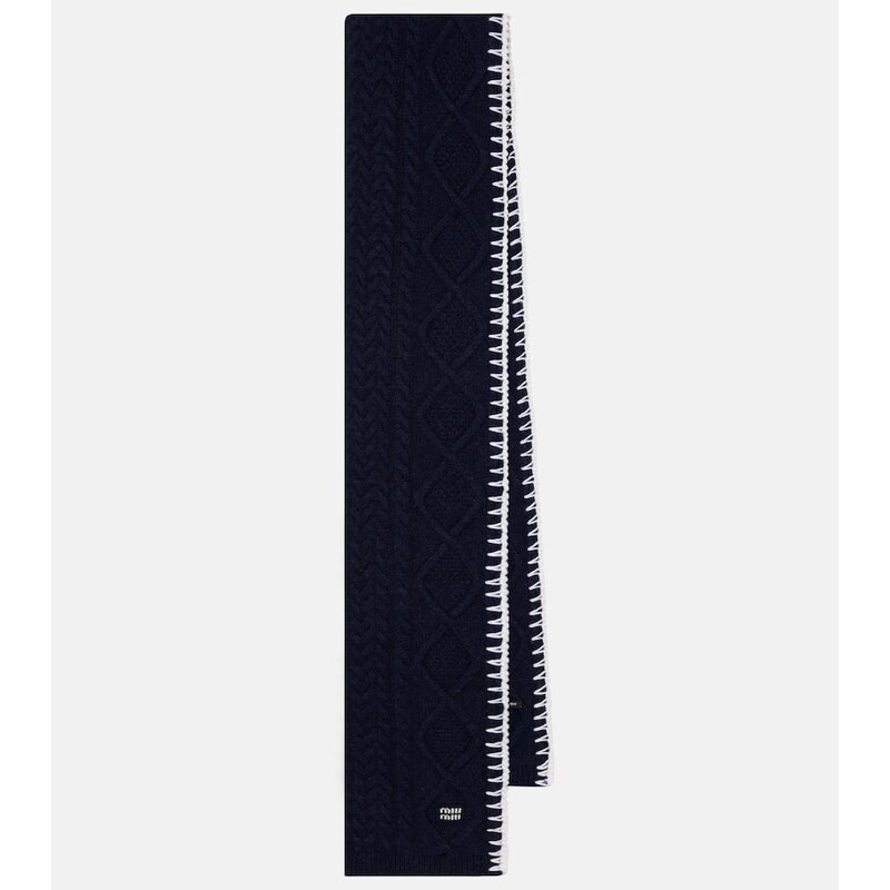 Miu Miu Cable-knit wool and cashmere scarf