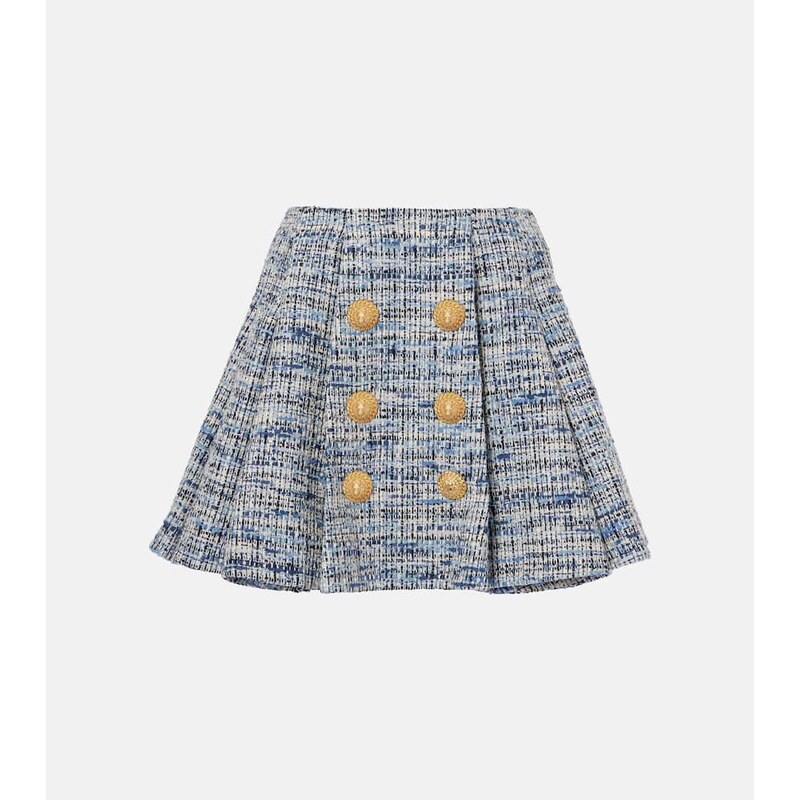 Balmain Space-dyed cotton-blend miniskirt