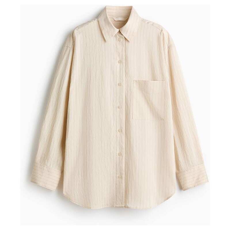H&M - Oversized košile - Světle Béžová/Tenký Proužek