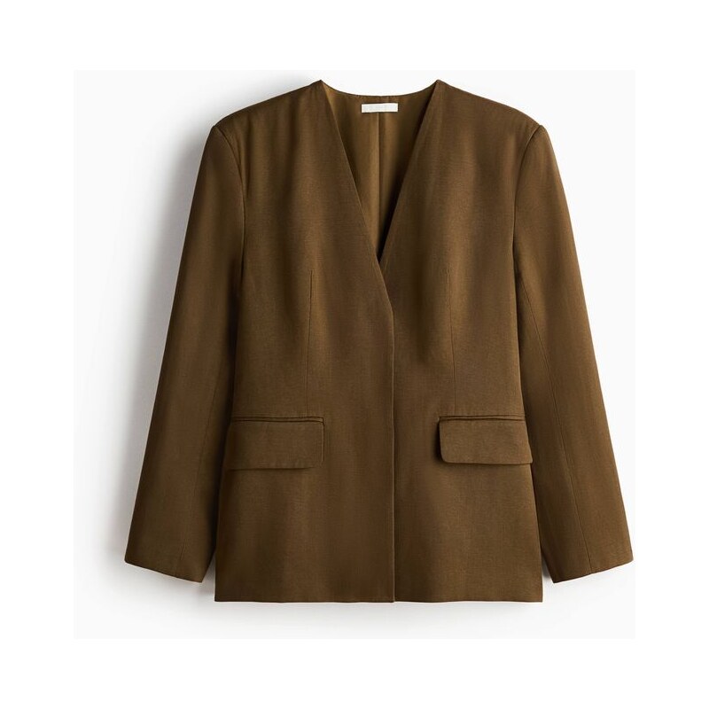 H&M - Sako z lněné směsi - zelená 113295219