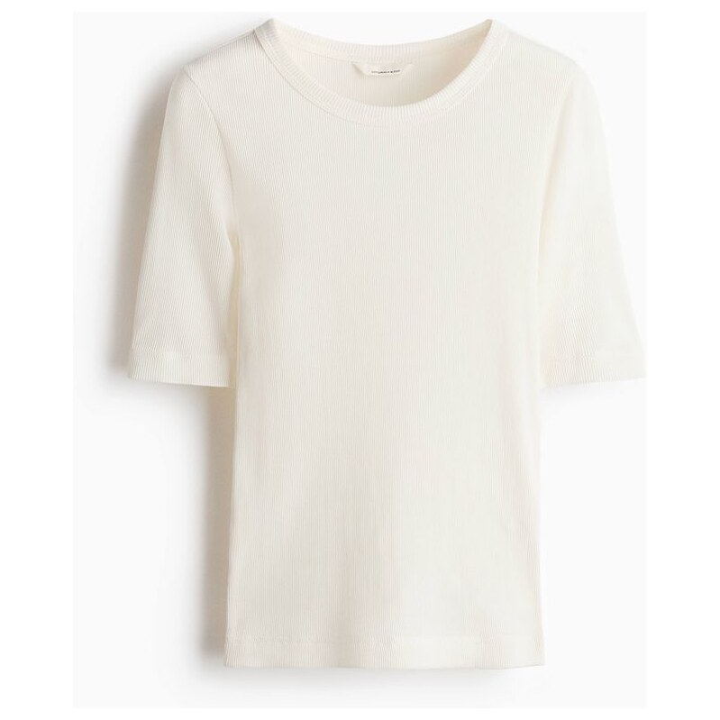 H&M - Žebrovaný top ze směsi hedvábí - Bílá