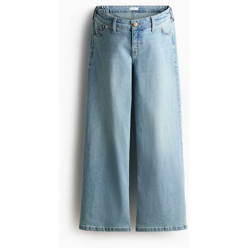 H&M - MAMA Wide Low Waist Ankle Jeans - Světlý Denim Blue