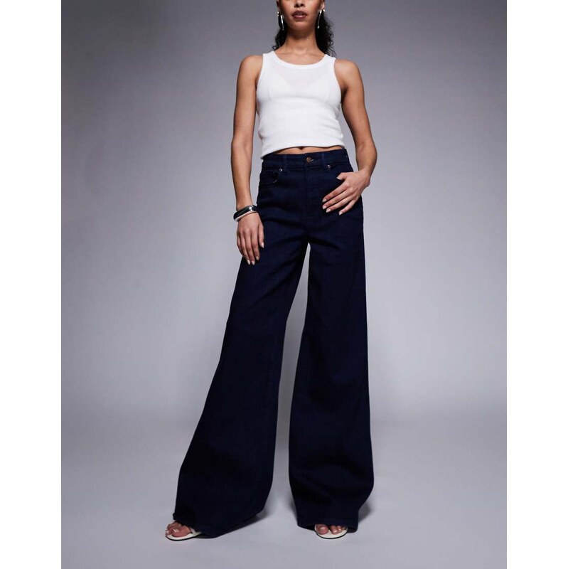 Good American good waist high rise wide leg palazzo jeans in
