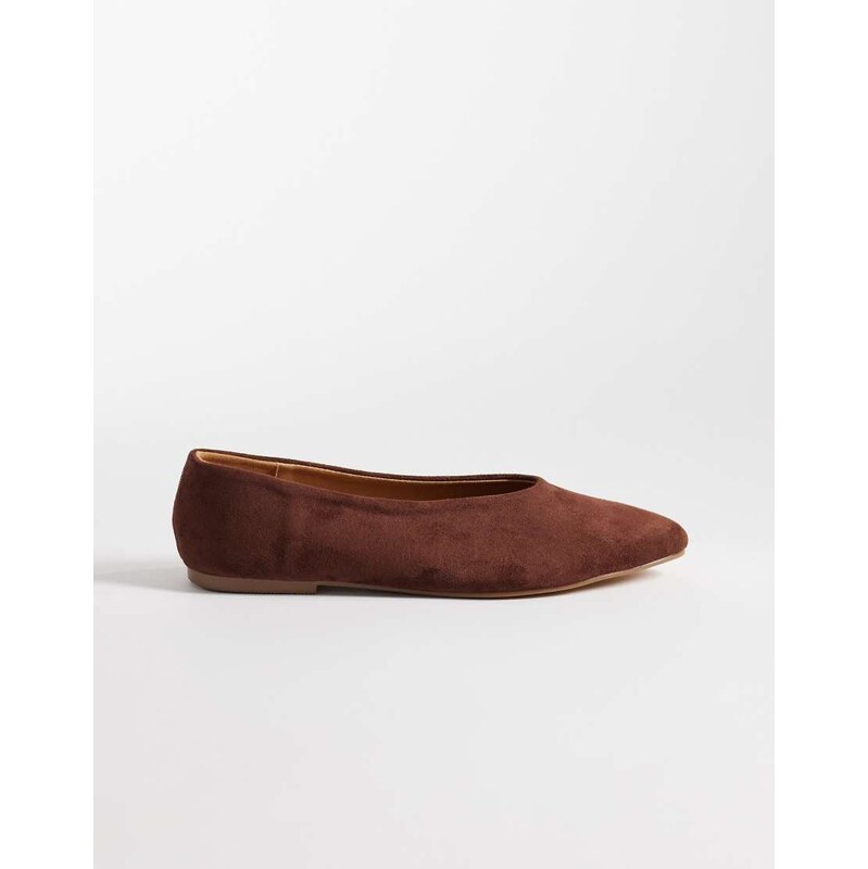 SEQWL high vamp ballet flat in brown micro 115518094