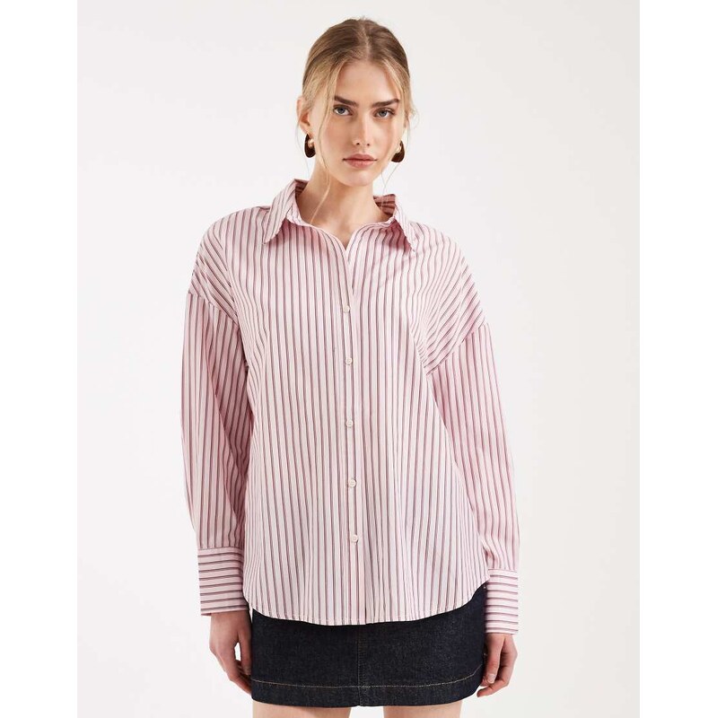 ONLY oversized shirt in light pink stripe 113297259