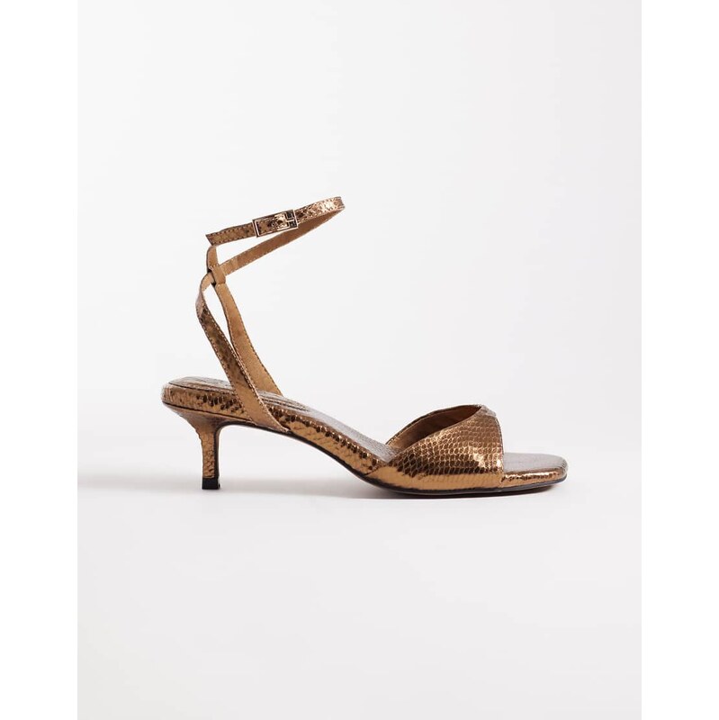 ASOS DESIGN Heartfelt barely there kitten heel sandals in warm