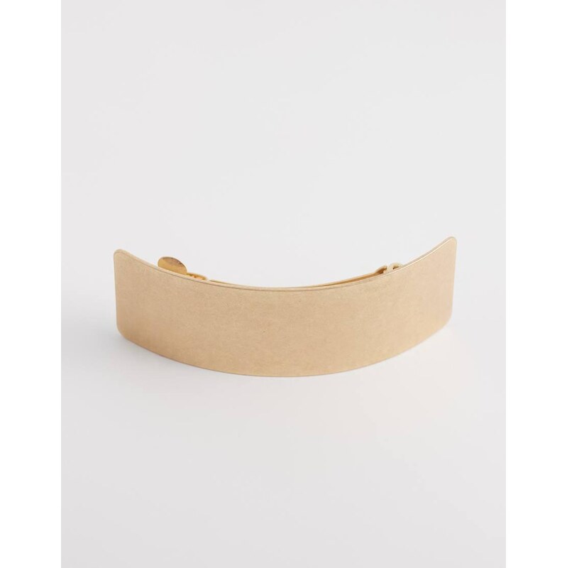 ASOS DESIGN rectangular hair clip in brushed gold tone-Silver 113297315