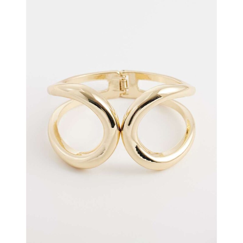 ASOS DESIGN abstract shaped cuff bracelet in gold tone 113297298