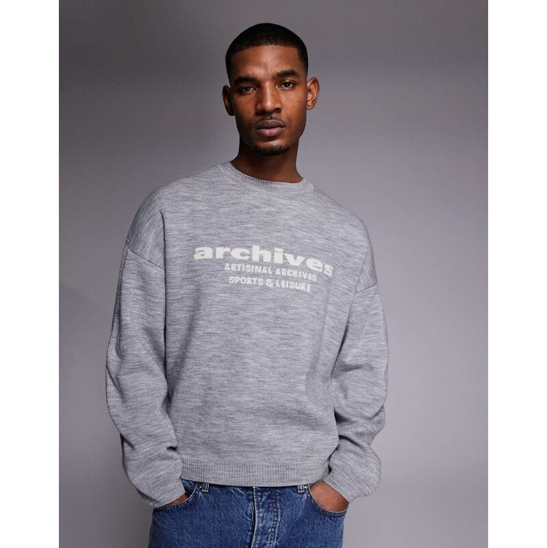 ASOS DESIGN oversized knitted jumper with achieves graphic in