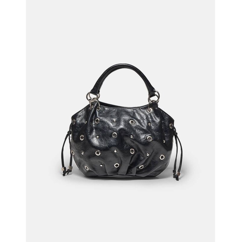 Stradivarius Bucket bag with eyelet detail in black 113297386