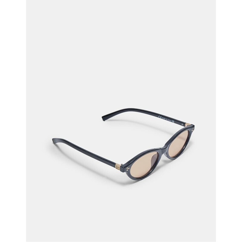 Stradivarius Small oval resin sunglasses in black