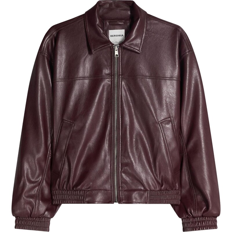 Bershka Přechodná bunda burgundská červeň 113299883
