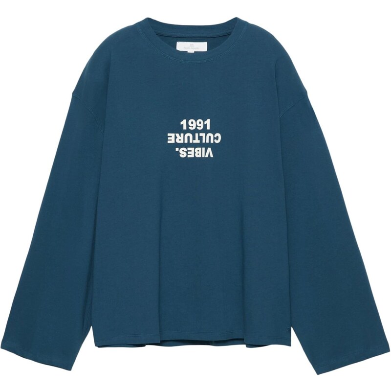 Pull&Bear Tričko STREET petrolejová / bílá 113300502