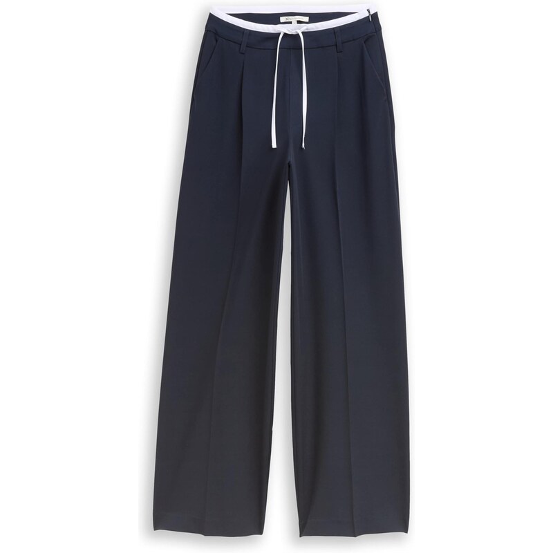 TOM TAILOR DENIM Kalhoty námořnická modř / bílá