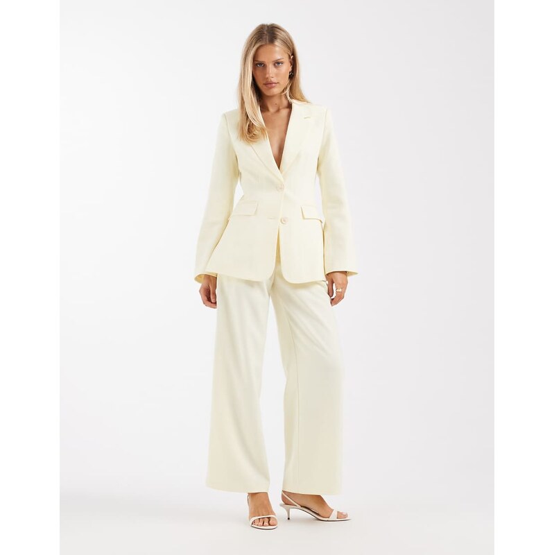 4th & Reckless tailored wide leg trousers co-ord in yellow 115519113