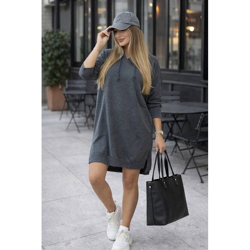 Fashionweek Pohodlné mikinové šaty s kapucí K9078