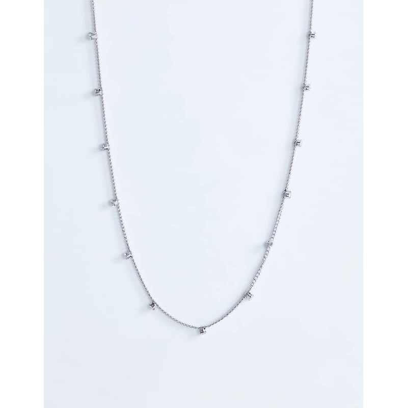 Topshop Demi chain necklace with diamantes in stainless silver 113338918