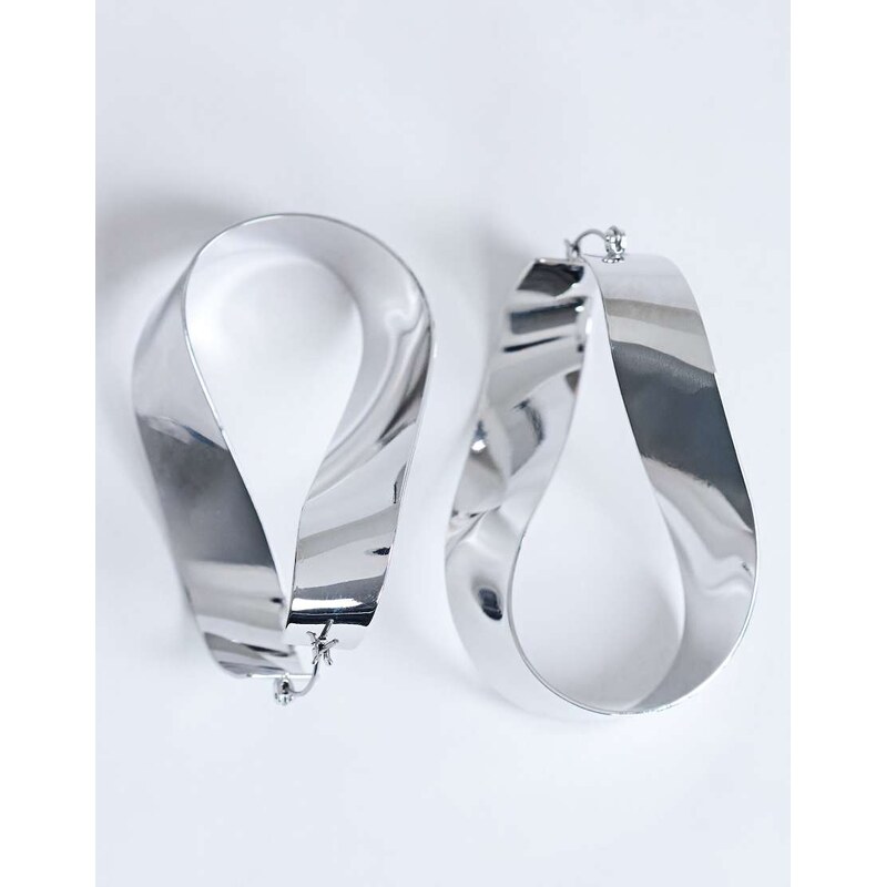 Topshop Charlotte twisted hoop earring in silver tone
