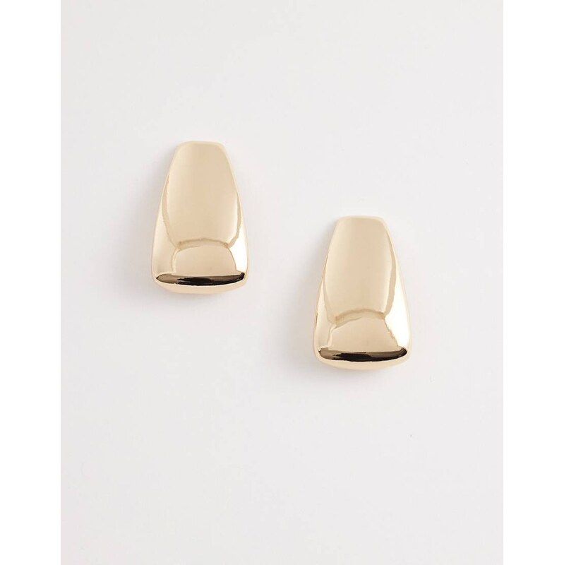 ASOS DESIGN everyday clean oblong stud earrings in gold tone