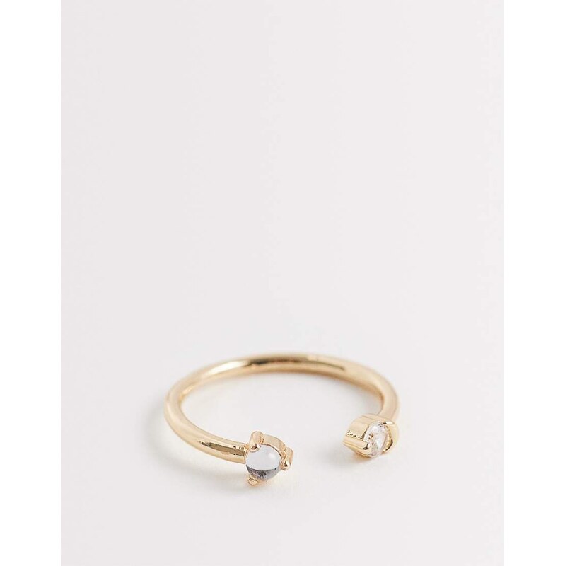 ASOS DESIGN dainty ring with diamante wrap-around detail in gold tone 113369698
