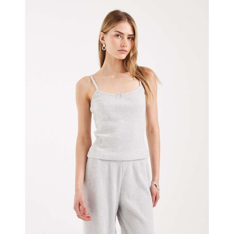Miss Selfridge brushed rib cami co-ord in light grey-White 113306325