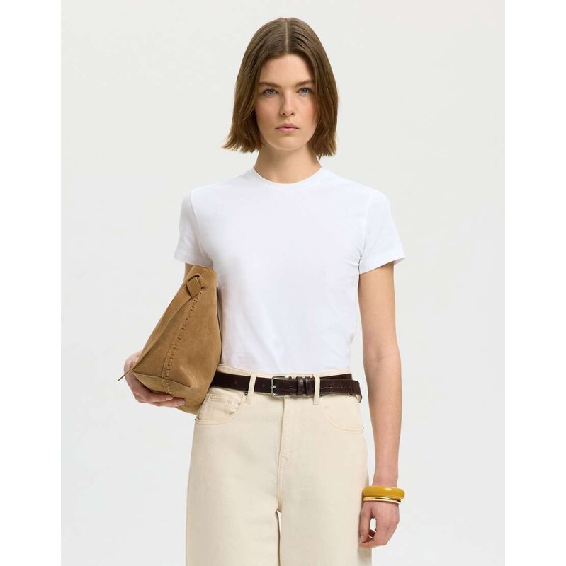 Selected Crewneck t-shirt in bright white 115500602