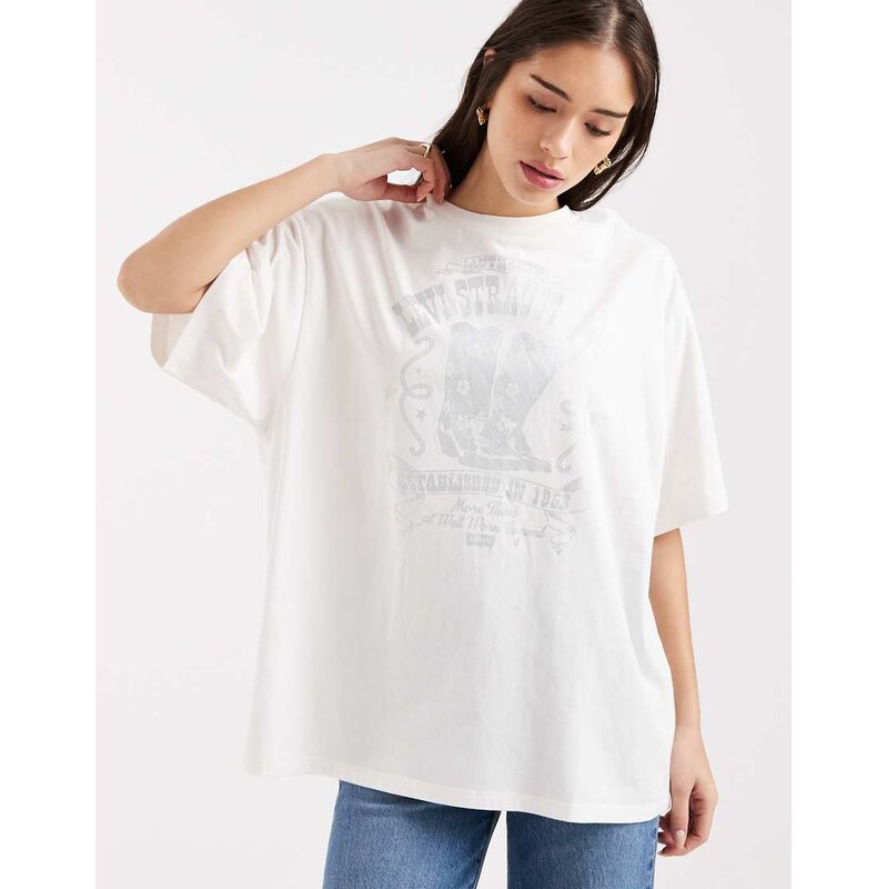 Levis oversized foil cowboy graphic tee in white