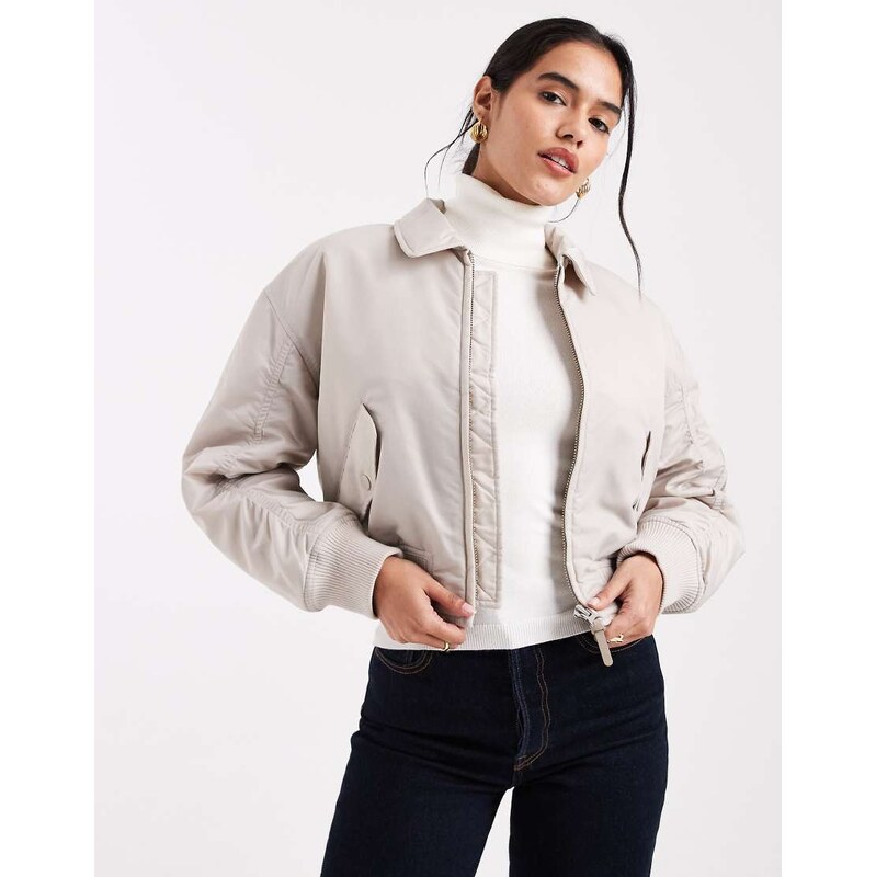 Levis black ruched sleeve bomber in grey 113320433