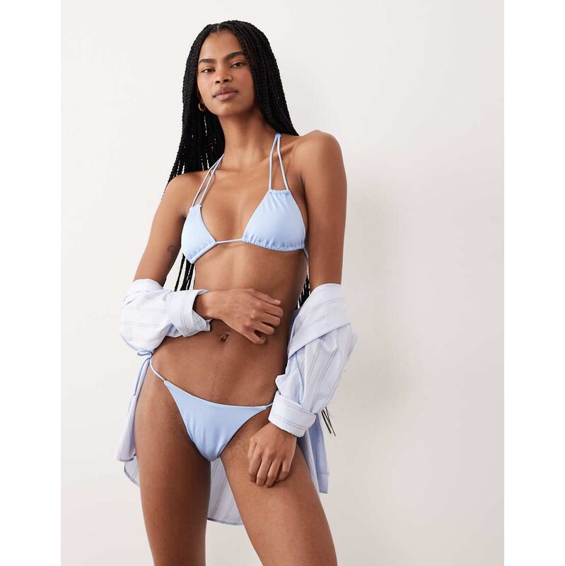 Free Society triangle bikini top in sky blue