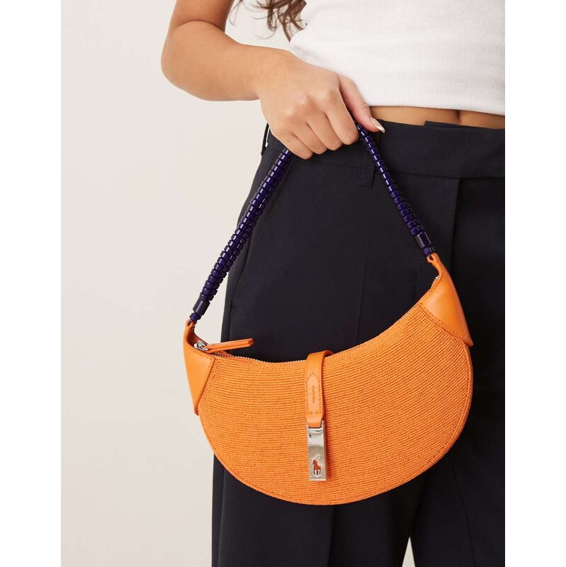 Polo Ralph Lauren ID beaded mini shoulder bag in blue-Orange