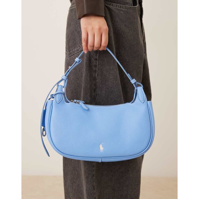 Polo Ralph Lauren 100% leather sling shoulder bag in light blue 113320730